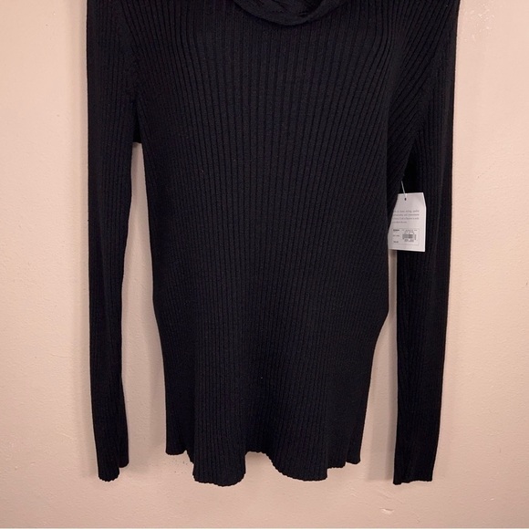 NEW XL CROFT AND BARROW BLACK COWL NECK KNIT SWEATER LONG SLEEVE - Picture 3 of 11